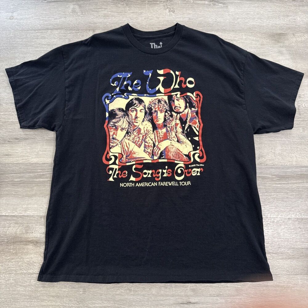 The Who Shirt The Song Is Over 2025 Farewell Tour Men’s Black 2XL Cotton Tee